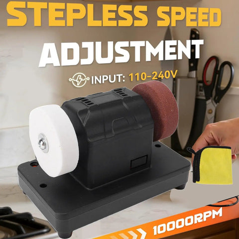 Tough-As-Nails Cordless Mini Bench Grinder With 3-Inch Dual Wheels And Lightning-Fast Variable 2000-To-6000 Rpm Speed for rust removal and tool sharpening.