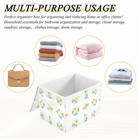 Stackable Storage Bins With Lids, 16.5 By 12.6 By 11.8 Inch Foldable Closet Organizers showcasing multi-purpose usage for clothes and linens.