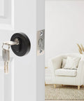 Black Zinc Alloy Deadbolt Lock Single Cylinder For Bedroom Doors With Keys Heavy Duty Entry Hardware installed on white door