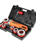2300W Electric Pipe Threader With Six Killer Dies For 1/2 To 2 Inch Galvanized And Stainless Steel Pipes Portable Threading Tool in a case