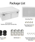 IP67 Waterproof Electrical Junction Box With Hinged Cover And Stainless Steel Latch Durable ABS Plastic Enclosure package items