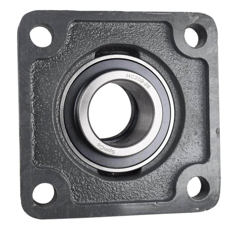 One And Three Quarter Inch Four Bolt Flange Bearing With Cam Lock Collar Cast Iron Housing Grease Zerk Bore One And Three Quarter Inch Bolt Hole Span Four Point One Three Three Inches RCJ P4B SXR close-up