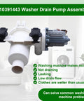 Washer Drain Pump Replacement Kit For Whirlpool Maytag Amana Washers W10391443 close-up view of pump assembly with mounting brackets.