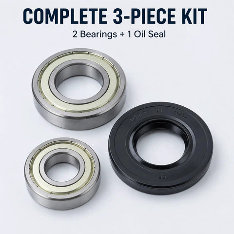 Kick That Loud Grind To The Curb With This Beefy Drum Bearing And Seal Kit For Front Load Washers DC6200156A complete 3-piece kit with 2 bearings and 1 oil seal.