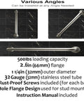 Built Tough 24 Inch Shower Grab Bars 2 Pack, stainless steel bathroom safety handles, shown from multiple installation angles.