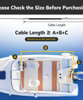Diagram of boat highlighting areas A, B, C for outboard steering kit with a 10ft steering cable and three quarters inch shaft.