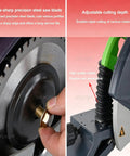 Heavy Duty Electric Pipe Cutter Built Like A Tank Power Saw cuts through thick steel pipes with sharp precision steel saw blade.