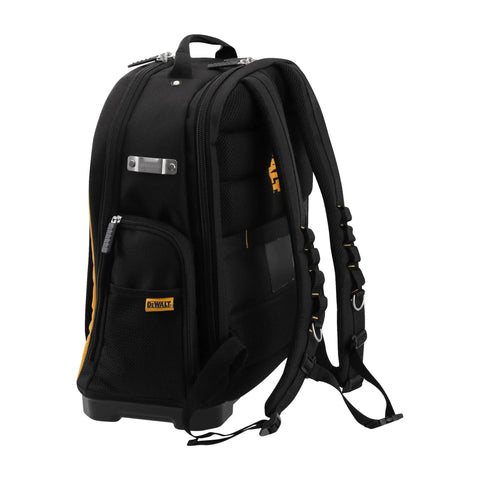 Massive 40 Liter Tool Backpack Built Tough As Nails For Contractors showing padded straps and sturdy design for tools.