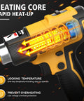 Illustration of Cordless Heat Gun For 20V And 18V Batteries Portable Hot Air Tool Kit showing heating core and controls