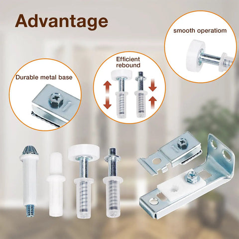 Top Shelf Bi Fold Closet Door Hardware Kit Four Pack Quick Overhaul Guide Wheels plastic pivots with durable metal base.