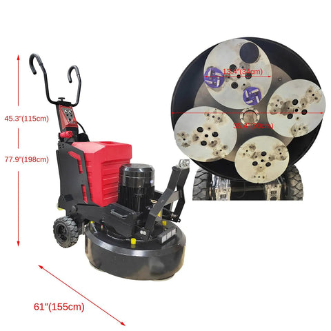 Self Propelled Concrete Floor Grinder And Polisher With 12 Head Multi Directional Grinding System, side view
