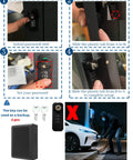 Top Shelf Outdoor EV Charger Pedestal With Keypad Lock For Tesla Model Y, setup steps shown with lock and keys.