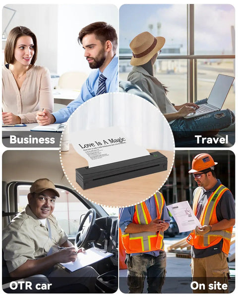 Image showing Portable Thermal Printer D80 Wireless For Travel And On The Go Inkless Printer That Really Works With iOS Android And Laptop in various settings.