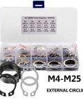 Heavy Duty External Circlip Set Workhorse 250 To 300 Pieces C Type Snap Ring Assortment Kit M4 To M25 Stainless Steel in box