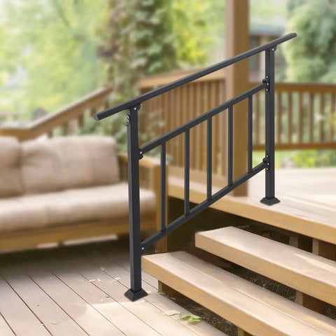 Kickass Four Step Stair Railing With Metal Fence For Indoor And Outdoor Steps Heavy Duty Steel Handrail built tough for steps
