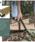 Four Pack Premium Travel Luggage Tie Down Straps Lock Down Your Gear With Rugged Polyester Bundling Belts securing firewood in green straps.