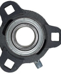 One Inch Three Bolt Flange Pillow Block Bearing Compatible With Sbtrd205-16G And Fhsf3x205-16G for easy install, featuring solid black cast iron construction.