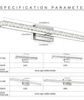 Crystal Vanity Lights LED Thirty Three Point Five Inch Dimmable Bathroom Light Fixtures In Modern Chrome specifications chart