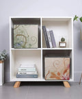 Dang Tough Heavy Duty Foldable Oxford Fabric Storage Cubes With Snazzy Floral Swirls Cover for closet organization in a bookshelf.