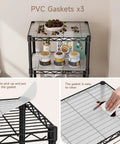 Solid Build Adjustable Wire Rolling Shelving Unit With Smooth Glide Casters And Moisture Resistant Steel Mesh displaying jars and fruits.