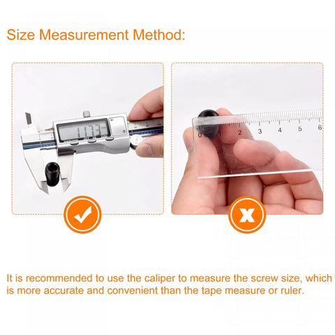 Measurement methods for Heavy Duty Five Pack M8 X 16mm Ball Spring Plunger Grub Screws using caliper and ruler.