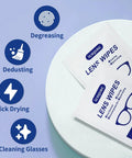 Front view of Icepac Lens Wipes for eyeglasses, white packets, 500-count
