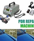 Digital Display Dent Repair Machine With Adjustable Power And Timer Pro Grade DIY Ready 1000W Hot Box For Auto Body Hail Dent Removal 110V Car Dent Remover Tools For Home Garage, shown with accessories and before-after car panel results.