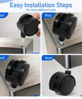 Easy installation steps for Heavy Duty Swivel Caster Wheels With Locking Brakes And Smooth Rolling Motion.