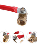 Six Pack Top Shelf Copper Mini Ball Valve With Male Female NPT Threads for high pressure water gas air, red handle detail.