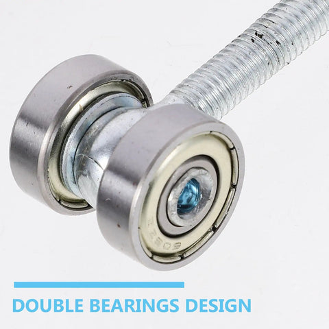 Heavy Duty Double Bearing Sliding Door Roller Featuring Silky Smooth Glide Pulleys And Standard 8mm Screw Mounting Holes image close-up with bearings.