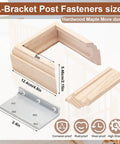 L-bracket post fasteners size for Heavy Duty 3 Inch Newel Post Mounting Kit With Solid L Bracket Fasteners Maple Wood.