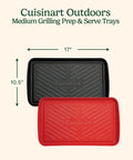 Grilling Prep And Serve Trays Set 17 x 10.5 Inch Dual Nesting Trays Red For Raw Meat And Black For Cooked Food Dishwasher Safe BPA Free