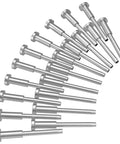 Top Shelf 20 Pack 1/8 Inch Invisible Cable Railing Kit Crafted From T316 Stainless Steel fittings arranged in a curve.