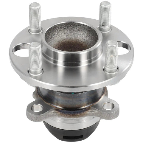 Heavy Duty Rear Wheel Bearing And Hub Assembly 4 Lug Direct Bolt On Replacement close-up of steel hub unit suitable for Nissan Kicks and Versa.