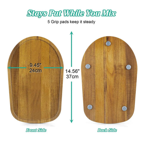 Hella Smooth Glide Acacia Wood Mixer Slider Tray For Kitchenaid 4 Point 5 To 5 Quart Tilt Head Stand Mixer with grip pads.