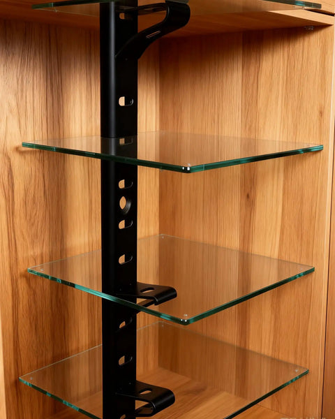 28 Pack Rock Solid Shelf Clips Adjustable Heavy Duty Steel Brackets Lock Tight On 255 And 256 Pilaster Strips Rust Resistant Stay Put No Wiggle Room For Kitchen Cabinets on metal post with glass shelves.