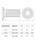 Carbon Steel Self Clinching Threaded Studs One Quarter Twenty Panel Fasteners dimensions and specifications diagram