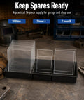 Kickass 14 Piece Welding Helmet Cover Lens Kit Designed For Hobart 770586 Units showing 10 outer and 4 inner lens sheets.