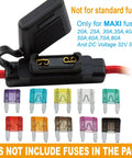 Two Pack Black 8 AWG Inline Fuse Holder With Waterproof Maxi Fuse Block And Premium UL Wire Lugs Copper Stud Rings for trucks