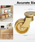 Four Pack Heavy Duty Caster Wheels With 360 Degree Swivel And Mounting Screws Premium Brushed Gold Brass Finish dimensions displayed