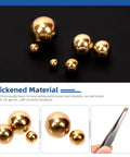 Built Tough Solid Brass Bearing Balls Assortment 160 Piece 1mm To 12mm showing various brass spheres held with tweezers for precision use.