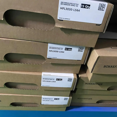 One Way Needle Roller Clutch Bearing Drawn Cup 30x37x30mm packaging stacked, labeled, showing barcode and quantity, heavy duty.