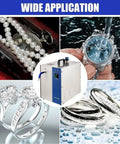 Heavy Duty Gold And Sterling Silver Jewelry Steam Cleaner With Hands Free Foot Pedal Control 4 Liter Stainless Steel Gem Washer in action with jewelry.