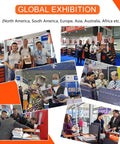 Global exhibition showcasing Ergonomic CNC Tool Holder Workbench Featuring BT40 Lock Station with diverse international attendees.