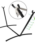 Portable 9 Foot Two Person Hammock Stand Built Tough Steel Frame Supports Up To 620 Lbs Static Capacity Weather Resistant Black