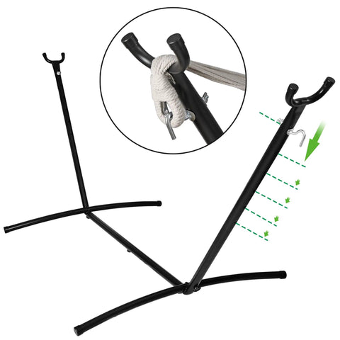 Portable 9 Foot Two Person Hammock Stand Built Tough Steel Frame Supports Up To 620 Lbs Static Capacity Weather Resistant Black
