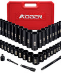Beefed-Up Three Eighth Inch Drive Impact Socket Set With Forty Nine Pieces, Six Point Deep And Shallow Sockets