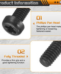 100 Pack M4x30mm Nylon Phillips Machine Screws Rock Solid Heavy Duty Fasteners top view showing pan head and threaded design