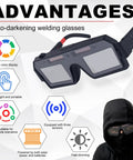Auto Darkening Welding Goggles With Solar Powered Lens And Rapid Arc Response For Bulletproof Eye Shield And Crisp Sightlines During Heavy Duty Shop Floor Grind Pro Grade Visor showing lightweight, portable design with true color display.