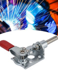 Push Pull Action Toggle Clamps With Quick Release for Woodworking Jigs and Fixtures, shown during a welding process